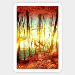 Endless Forest autumn forest red leaves optical illusion golden time Sticker